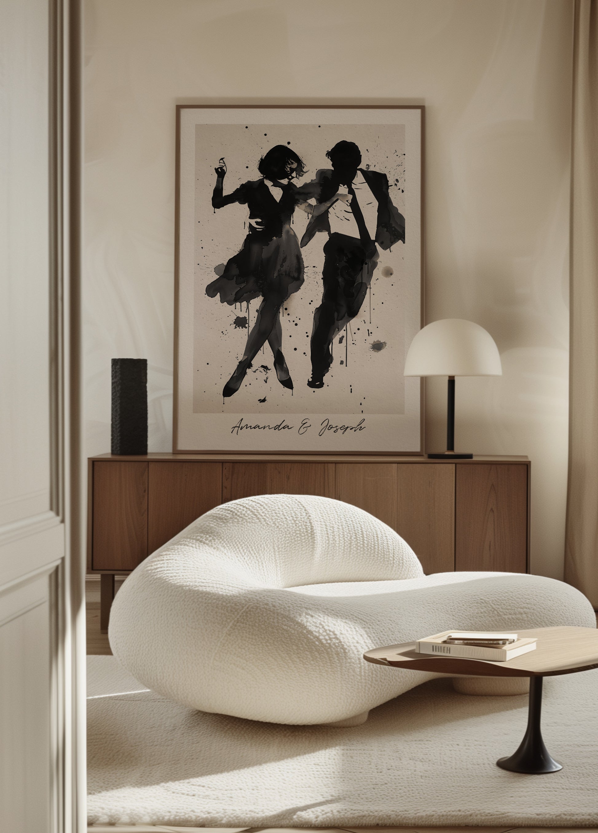 Silhuet af dansende par Ink Art