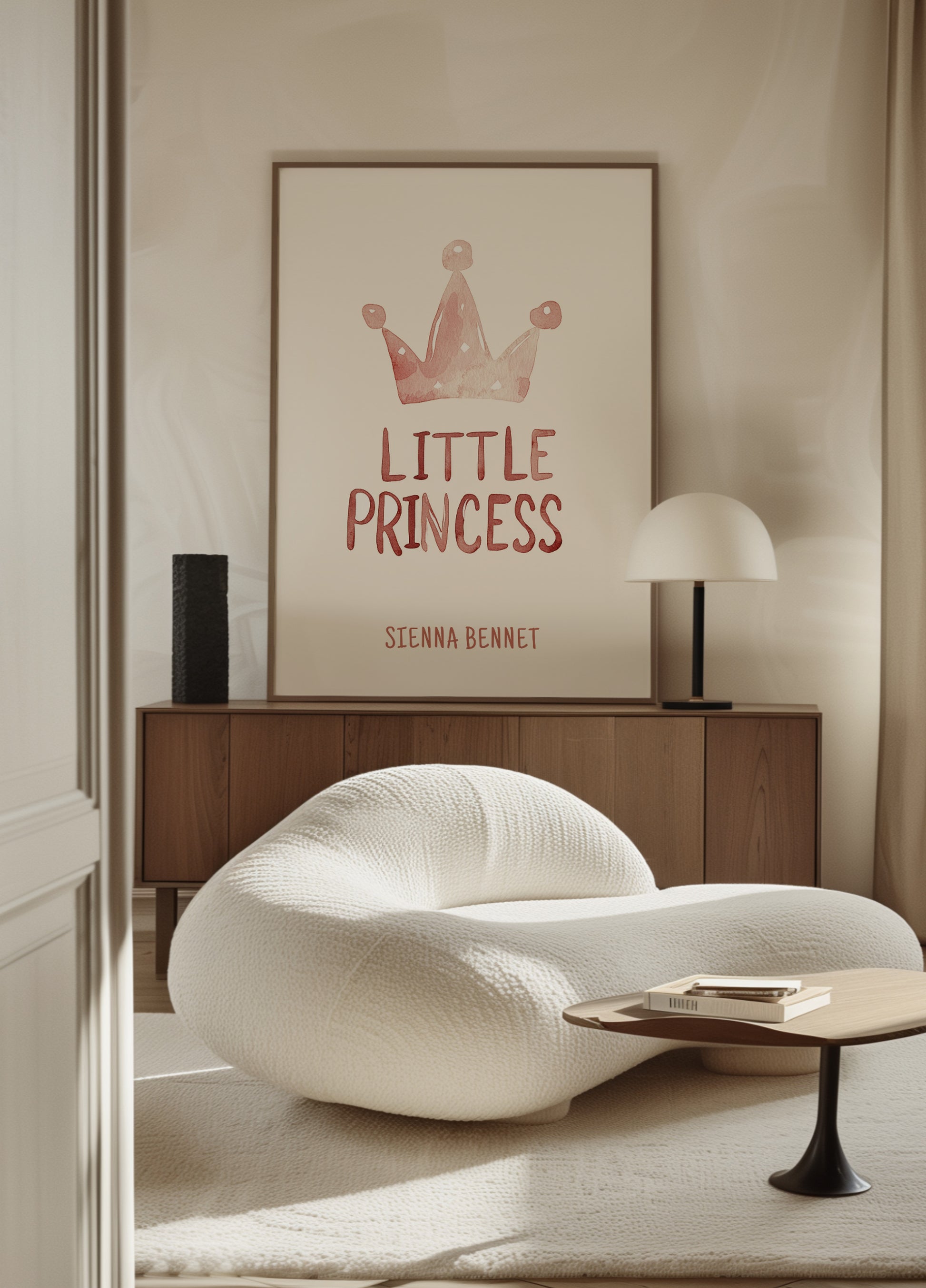 Akvareleling med krone til lille prinsesse