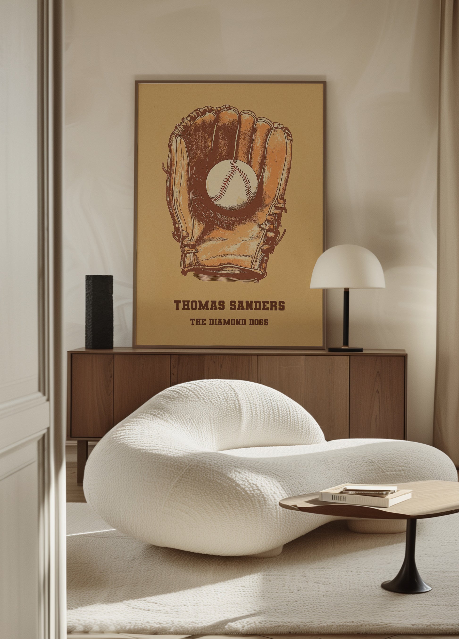 Vintage baseballhandske og bold plakat
