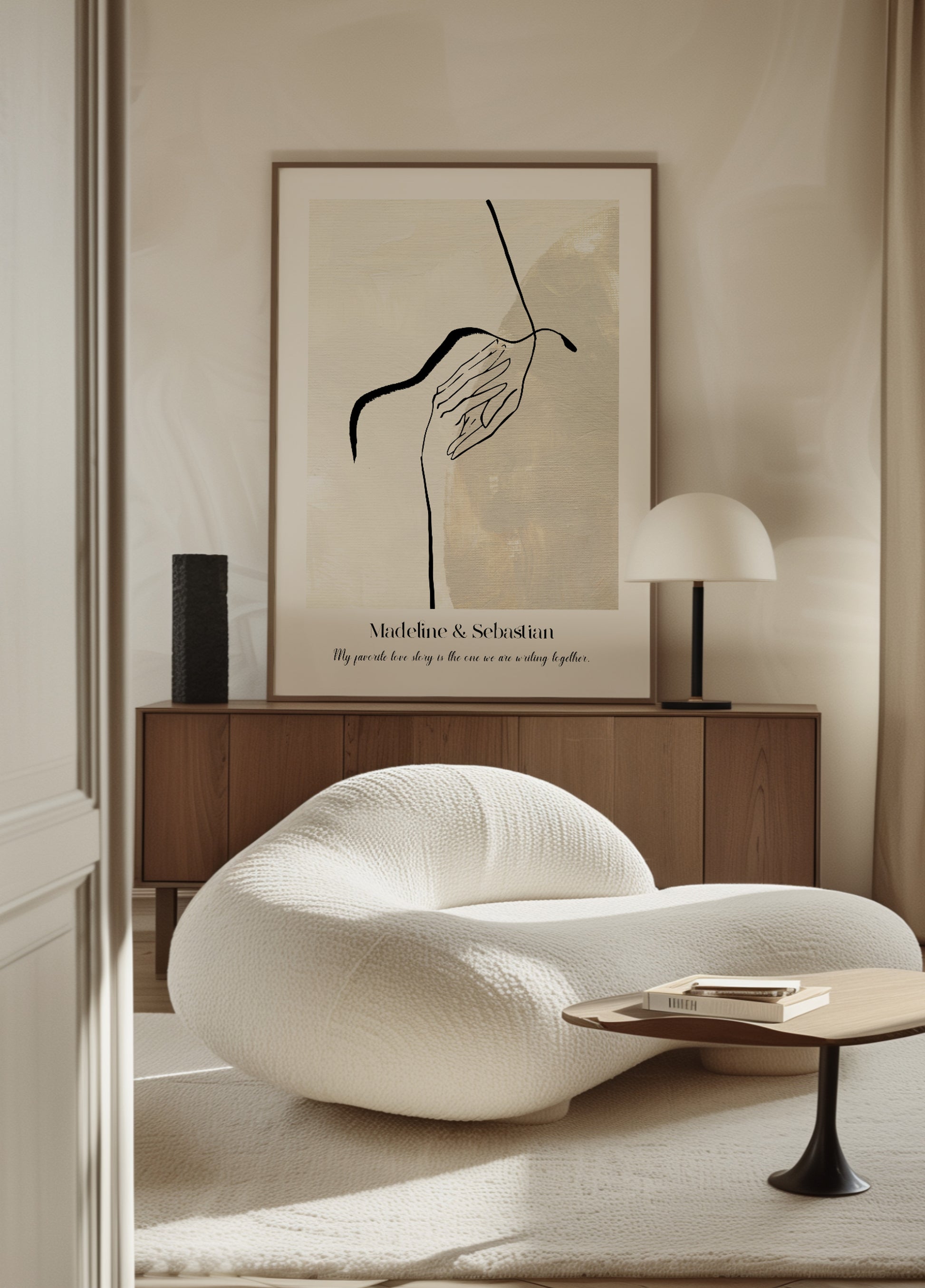 Minimalistisk Abstrakt Elskovslinje Kunstplakat