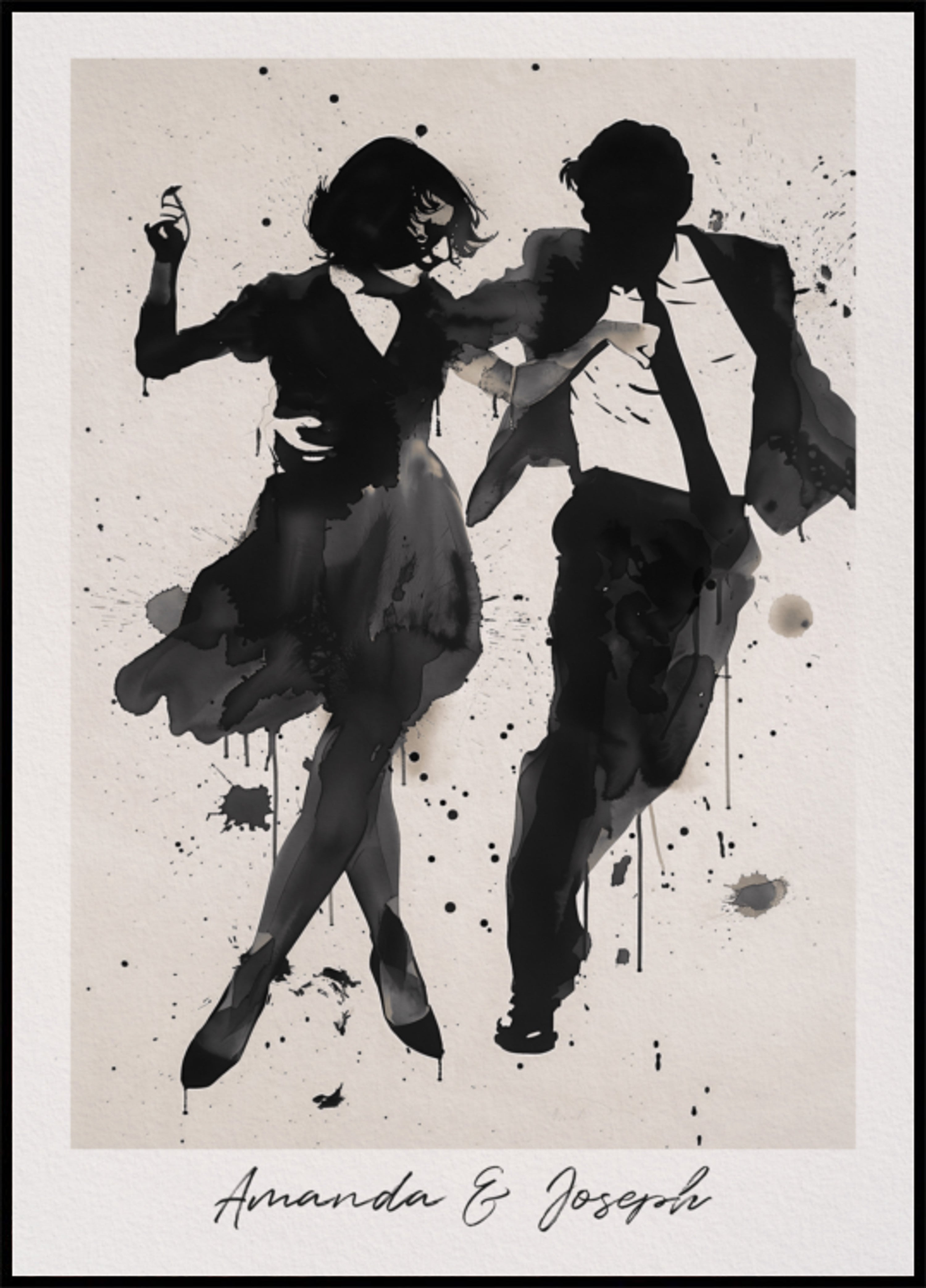 Silhuet af dansende par Ink Art