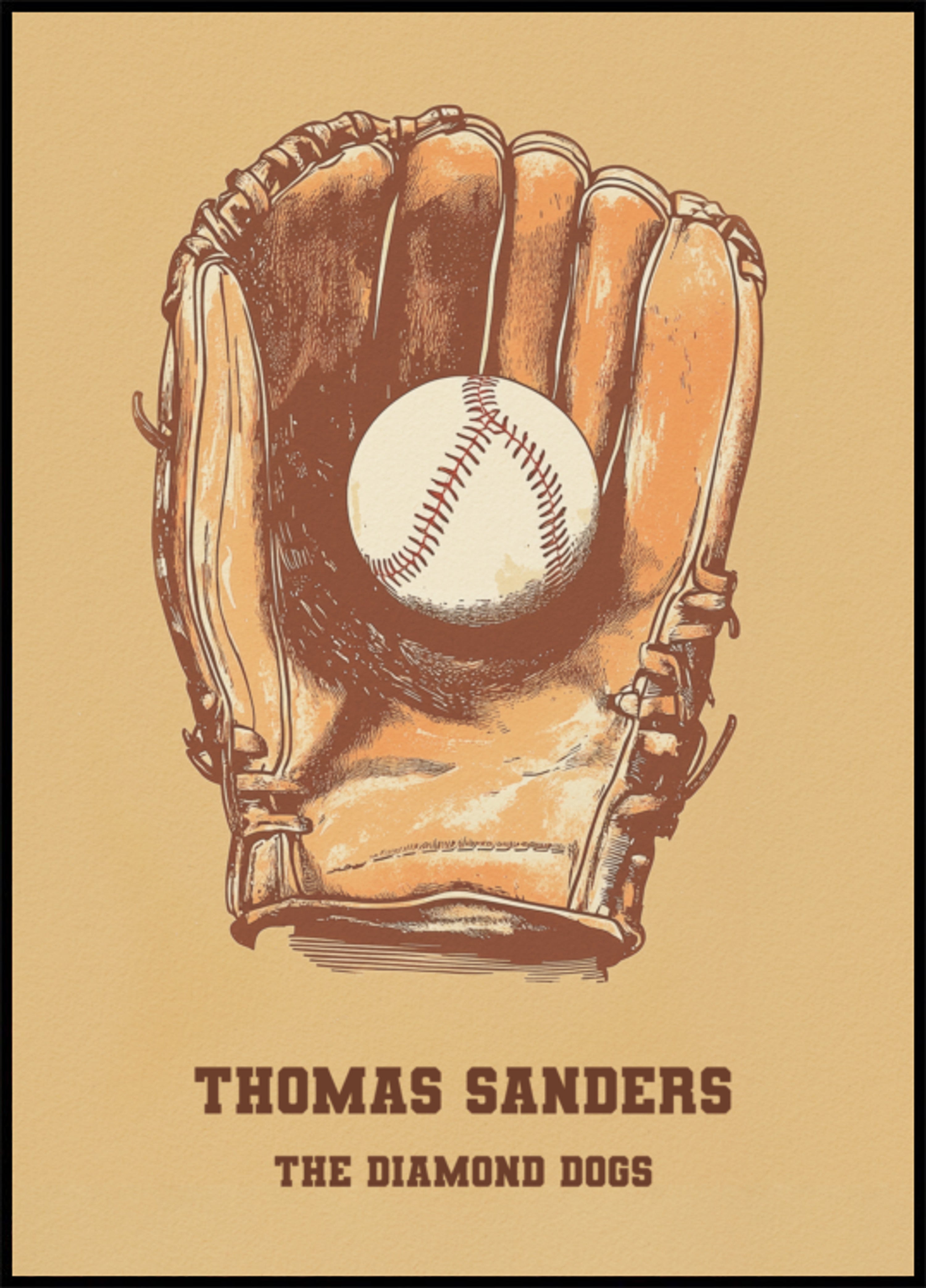 Vintage baseballhandske og bold plakat