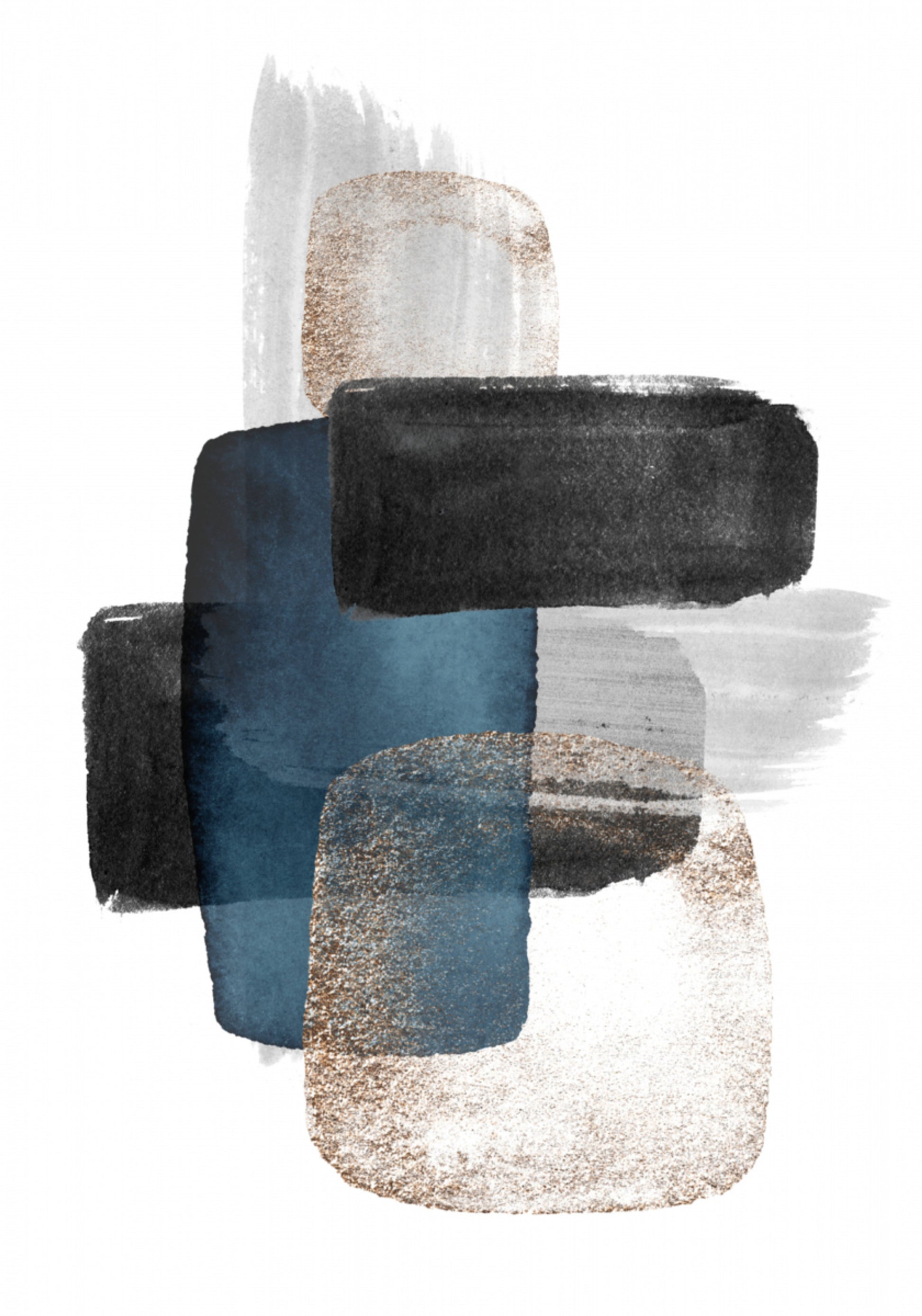 Abstract Blue Gold Blocks