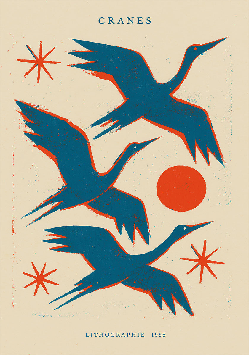 Cranes lithographie (NEW) - Posterbox